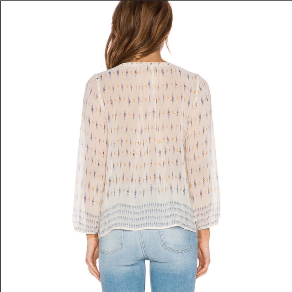 Joie Auberon Silk Boho Split Neck Blouse Top XS - Picture 2 of 14